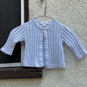EUC Kissy Kissy blue knit cardigan 0-3M